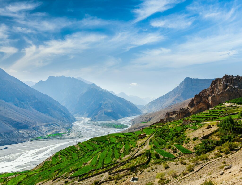 Spiti valley and river in Himalayas
